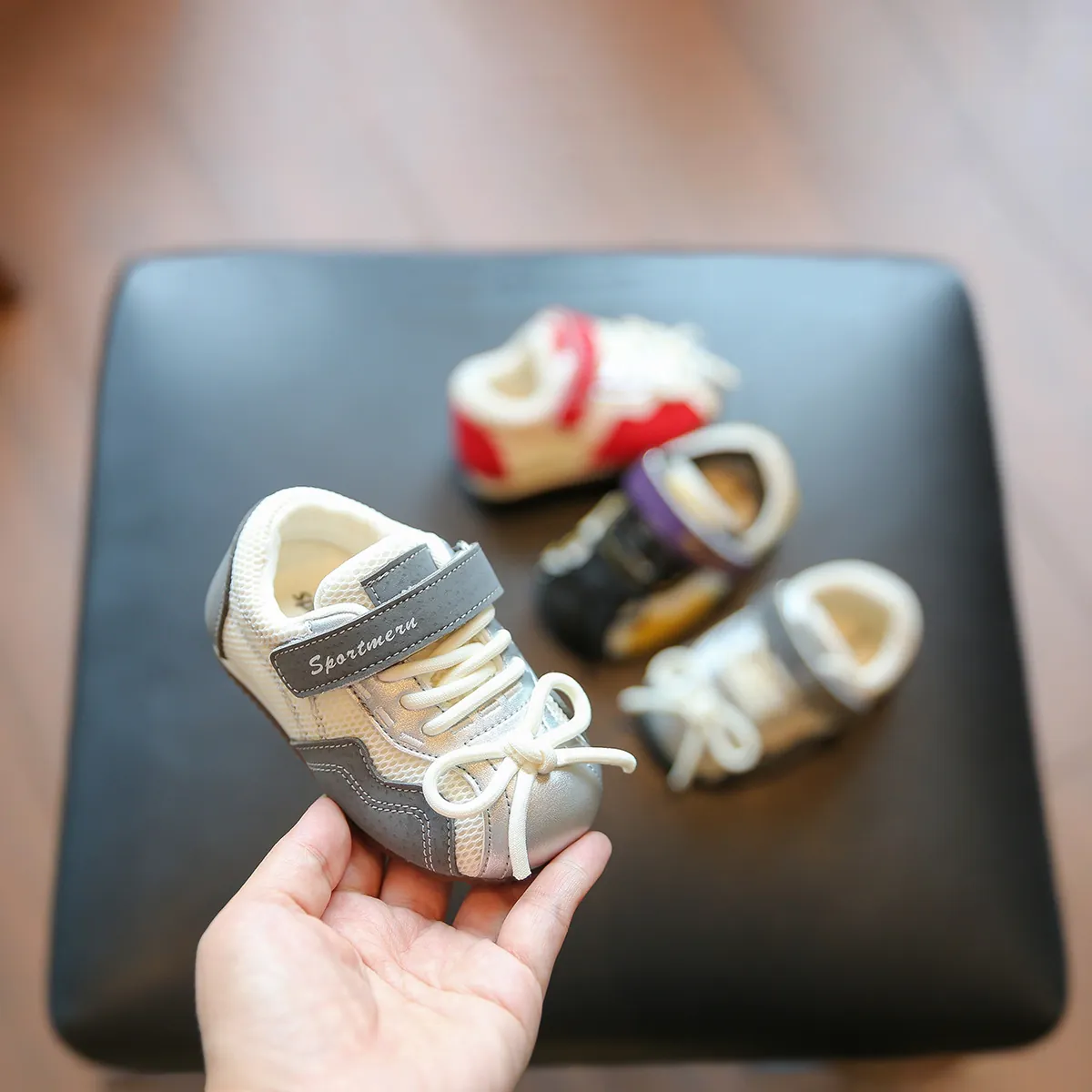 Kleinkind Baby Jungen Mädchen Lauflernschuhe Atmungsaktives Mesh Mikrofaser Leder Weiche Sohle Rutschfest Klettverschluss Sneaker