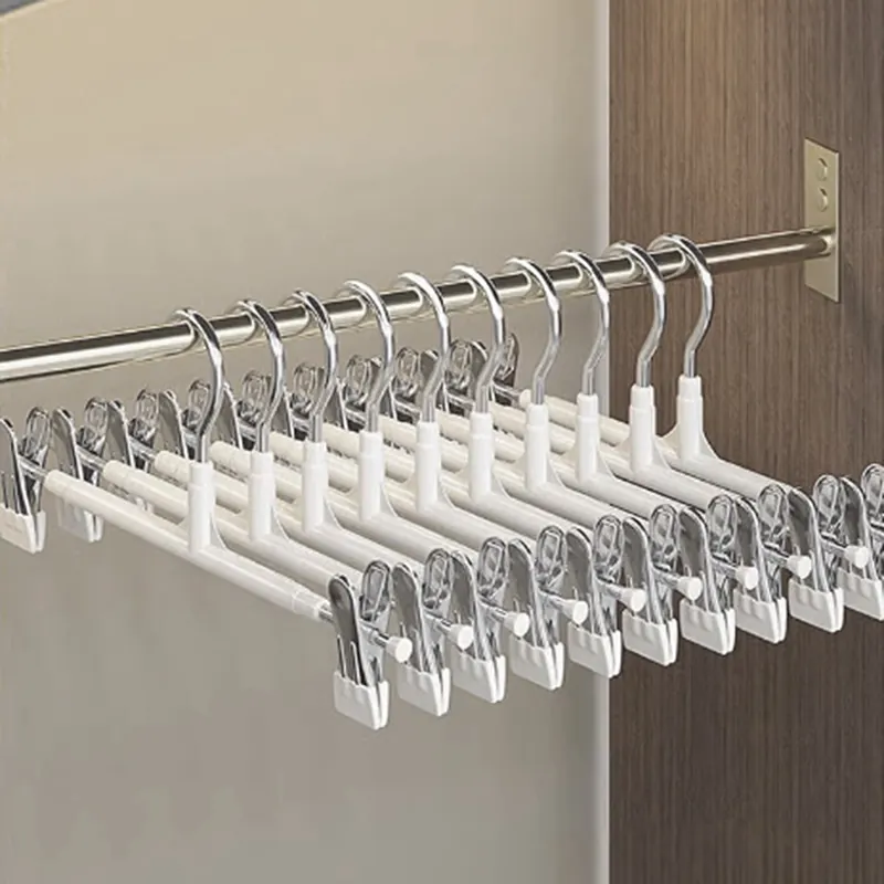 Cintre à Pantalons Antidérapant En Acier Inoxydable Revêtement Trempé Gain De Place Cintre à Pinces Pour Jupes JK Pantalons