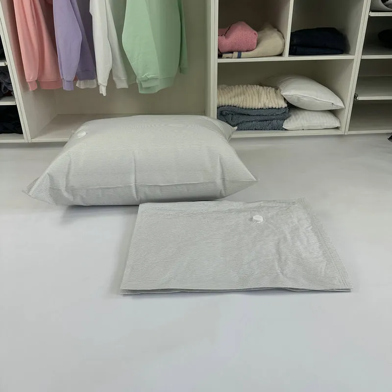 Thickened Fabric Texture Vacuum Storage Bags Striped Compression Bags For Clothing Quilt Travel Dormitory Home Organization