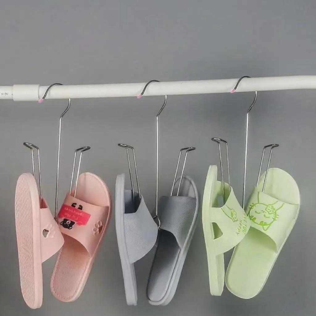 Scarpiera per Asciugatura in Acciaio Inossidabile Doppio Gancio Appendiabiti per Scarpe Antivento Antiscivolo Salvaspazio Balcone Esterno Organizer