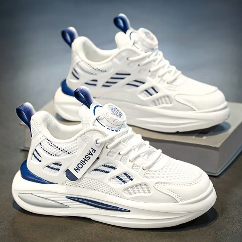 Baskets Décontractées pour Garçons Chaussures Dad en Maille Respirante pour Enfants Chaussures de Course à Boucle Rotative