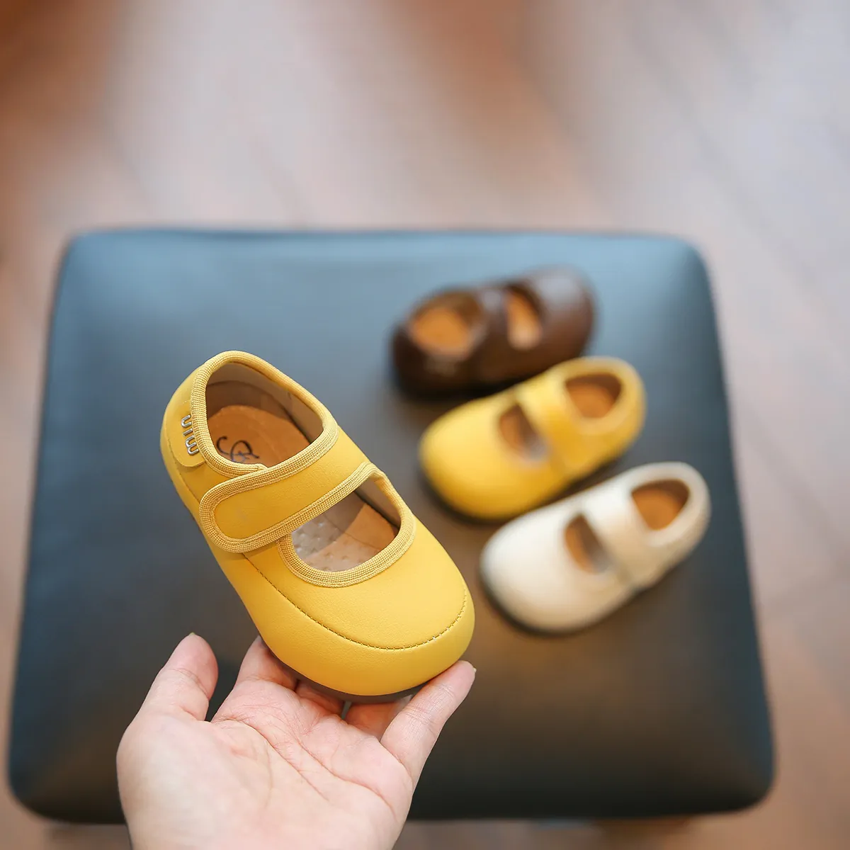 Baby-Mädchen Mary Jane Lauflernschuhe Mikrofaserleder Weiche Sohle Prinzessinnen-Schuhe Kleinkinder Flache Schuhe