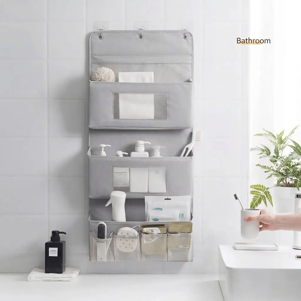 Modern Minimalist Wall Hanging Storage Bag Polyester Multi-layer Door Closet Organizer Bathroom Kitchen Bedroom Hanging Pocket Pouch