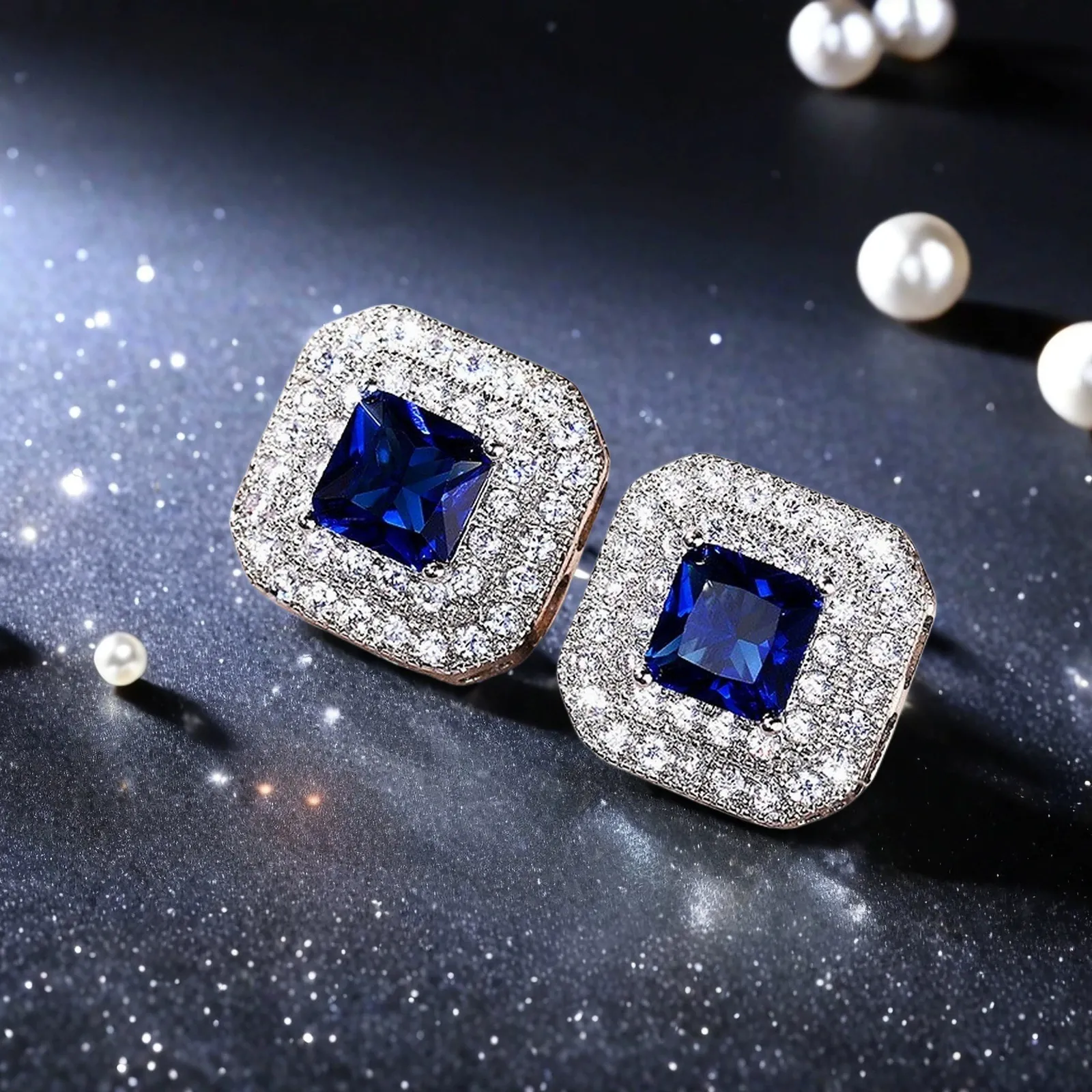 Europäischer Stil Quadrat Zirkonia Kupfer Ohrstecker Für Damen Einfache Mode Geometrische Schmuck Geschenk