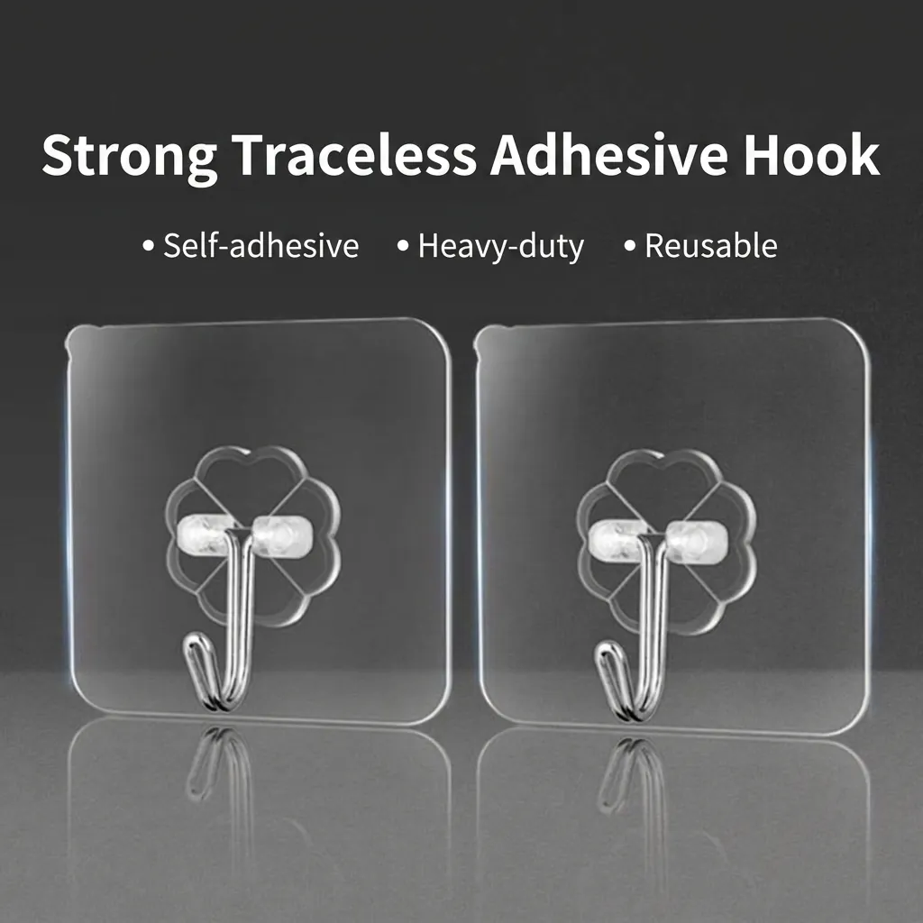 Transparante Zelfklevende Wandhaken Sterke Naadloze Ponsvrije Metalen Haken Voor Keuken Badkamer Handdoekhouders Huisopslag