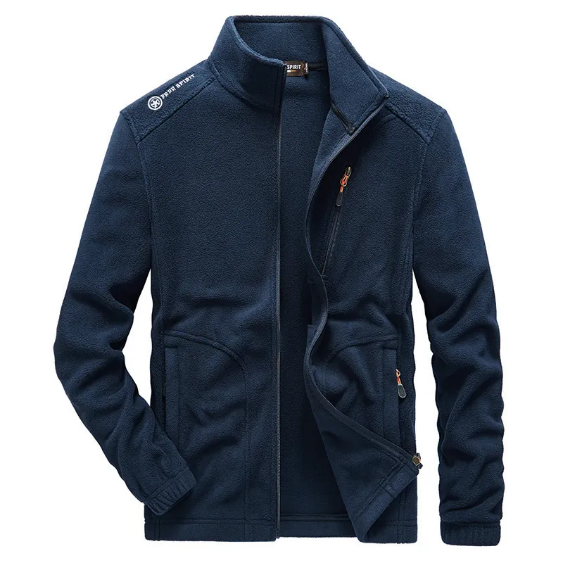 Heren Casual Polar Fleece Jas Opstaande Kraag Dik Warm Rits Bovenkleding Losse Winterjas Polyester Jassen Voor Outdoor Dagelijks Gebruik