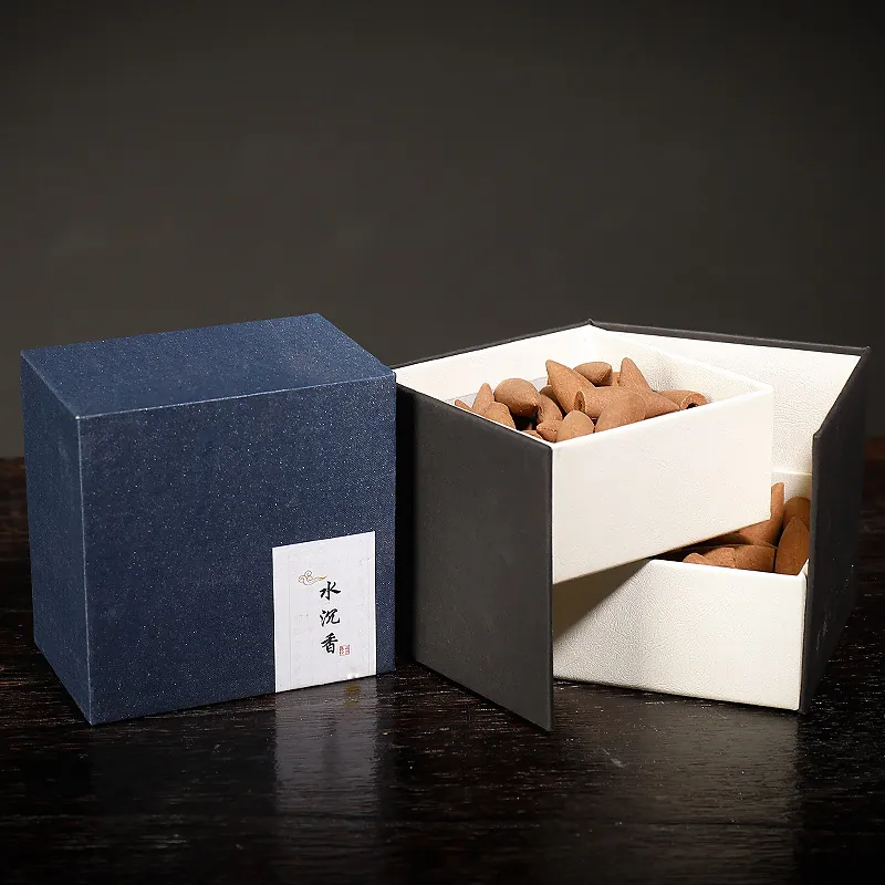 Zen Sandalwood Agarwood Backflow Incense Cones Boxed Tower Shape Air Freshening Home Fragrance Natural Handmade Aroma Cones Gift