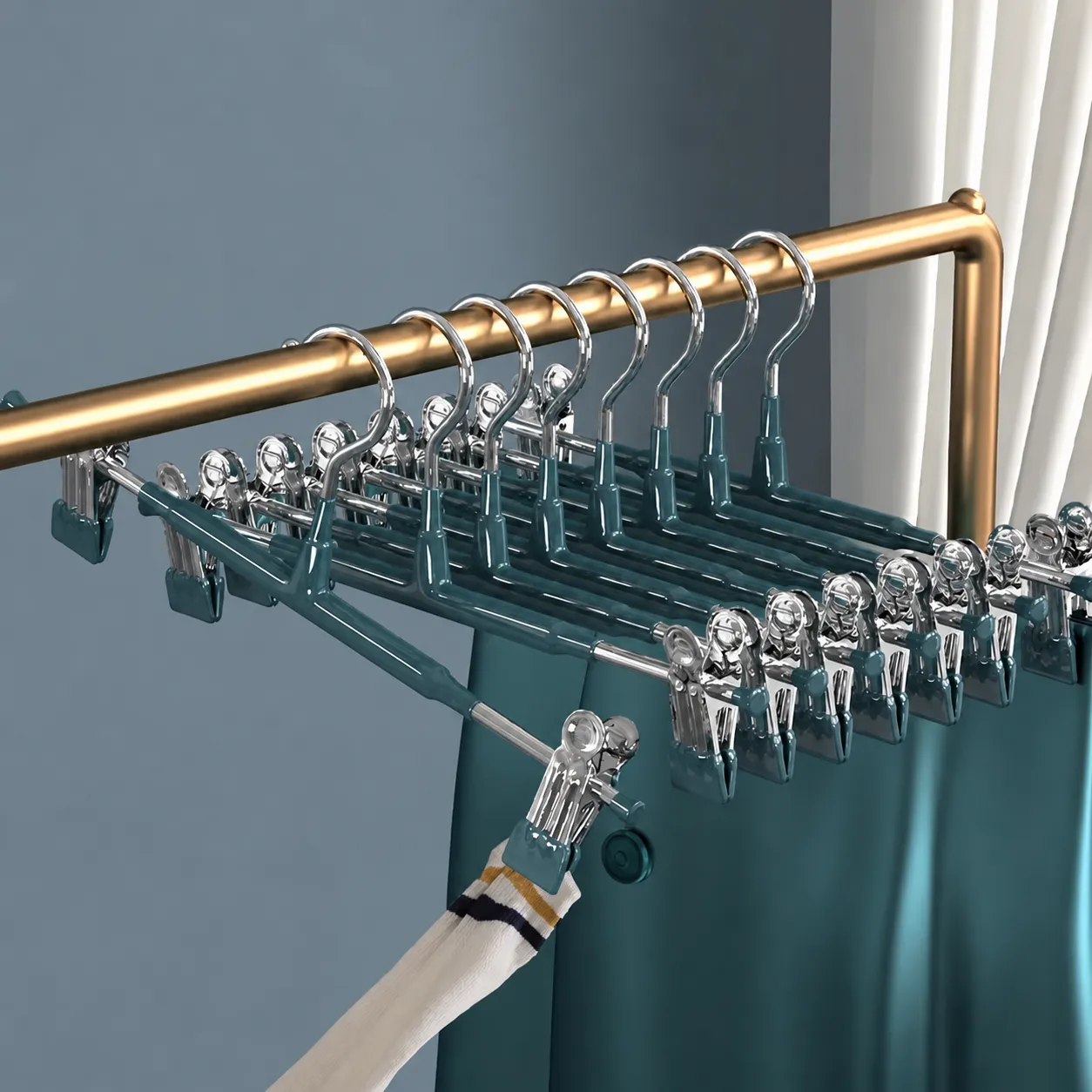 Colgador de Pantalones de Acero Inoxidable Sumergido Sin Costuras Pinza de Ropa Fuerte Para Armario
