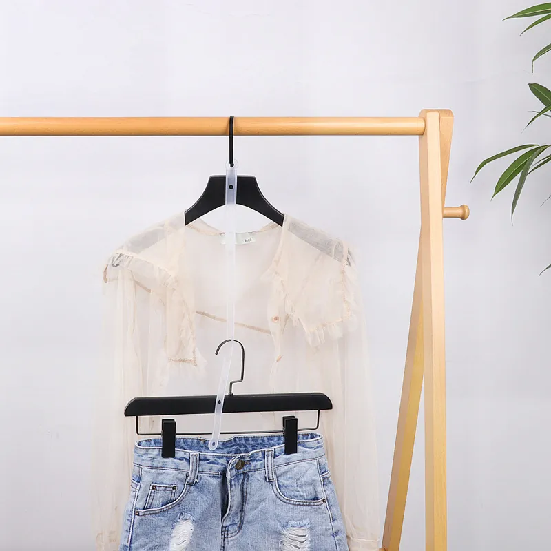 White Plastic Hanger Connector Strips For Clothing Store Closet Organization Space Saving Vertical Hanger Connection Chain