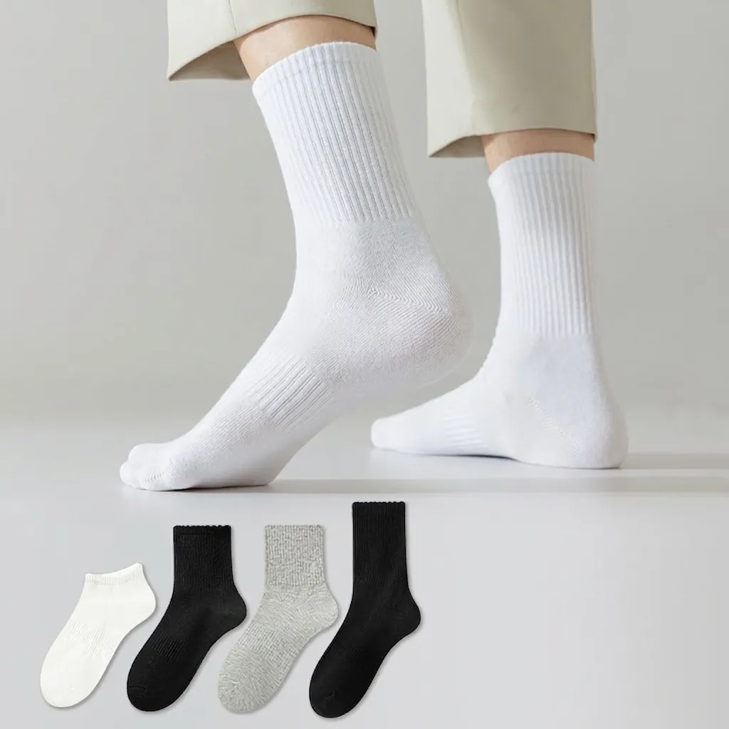 Chaussettes de Sport en Coton 100 pour Hommes Respirantes Désodorisantes Antibactériennes Mi-mollet Cheville Couleur Unie Confortables