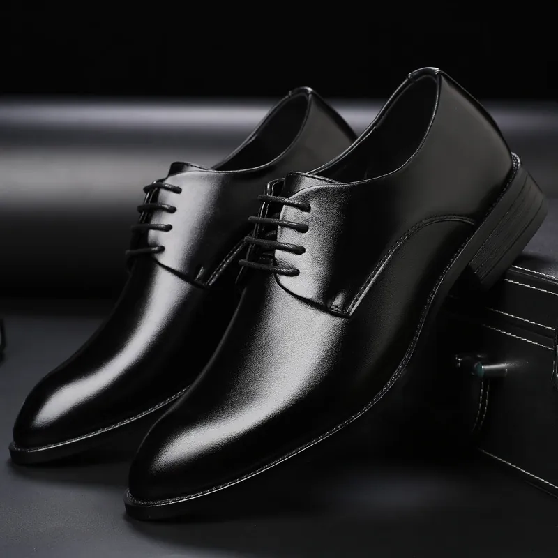 Herren Business Anzugschuhe Koreanischer Stil Derbyschuhe Atmungsaktiv Kunstleder Schnürung Büro Lässig Schuhe Schwarz Braun