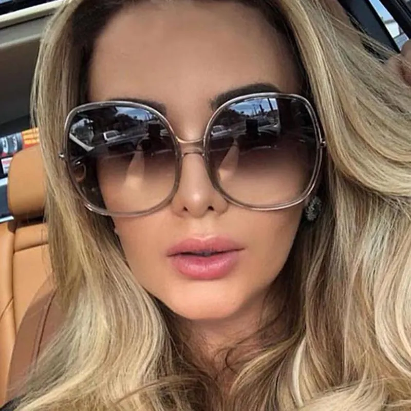 Women Retro Oversized Round Sunglasses UV400 Protection PC Frame Vintage Fashion Sun Glasses For Driving Outdoor Holiday