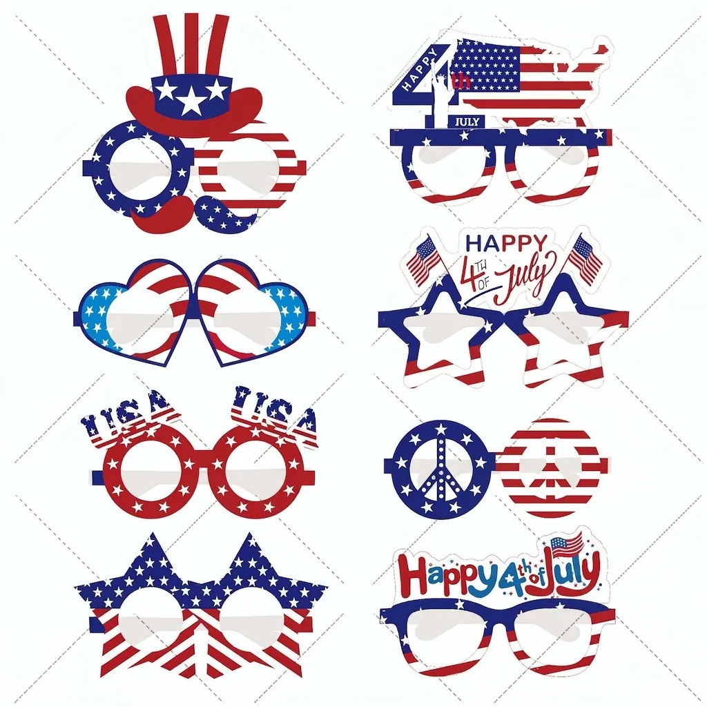 Independence Day Party Paper Glasses USA Stars Stripes Photo Props July 4th Patriotic Festive Decorative Mask Eyewear Celebration