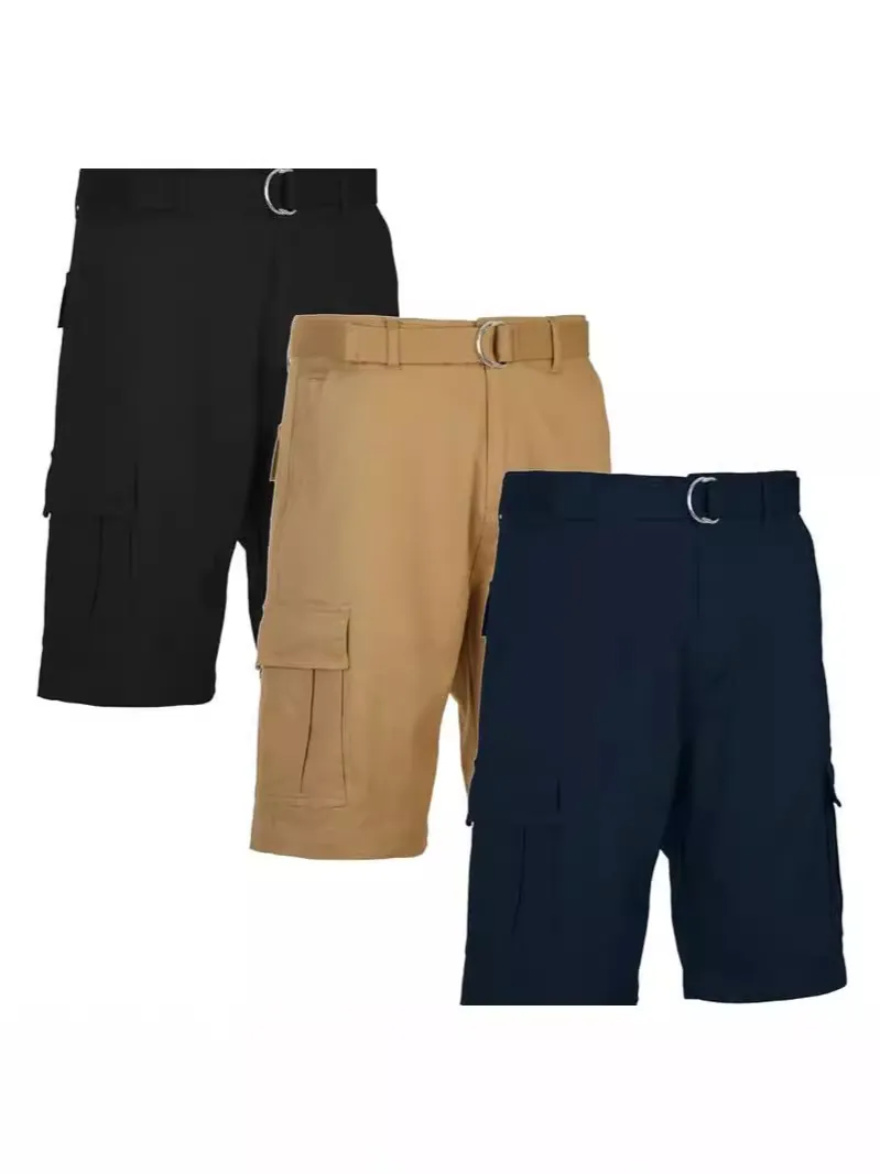 Men's Summer Casual Cargo Shorts with Belt Quick Dry Breathable Multi Pocket Work Outdoor Bottoms for Men Daily Wear