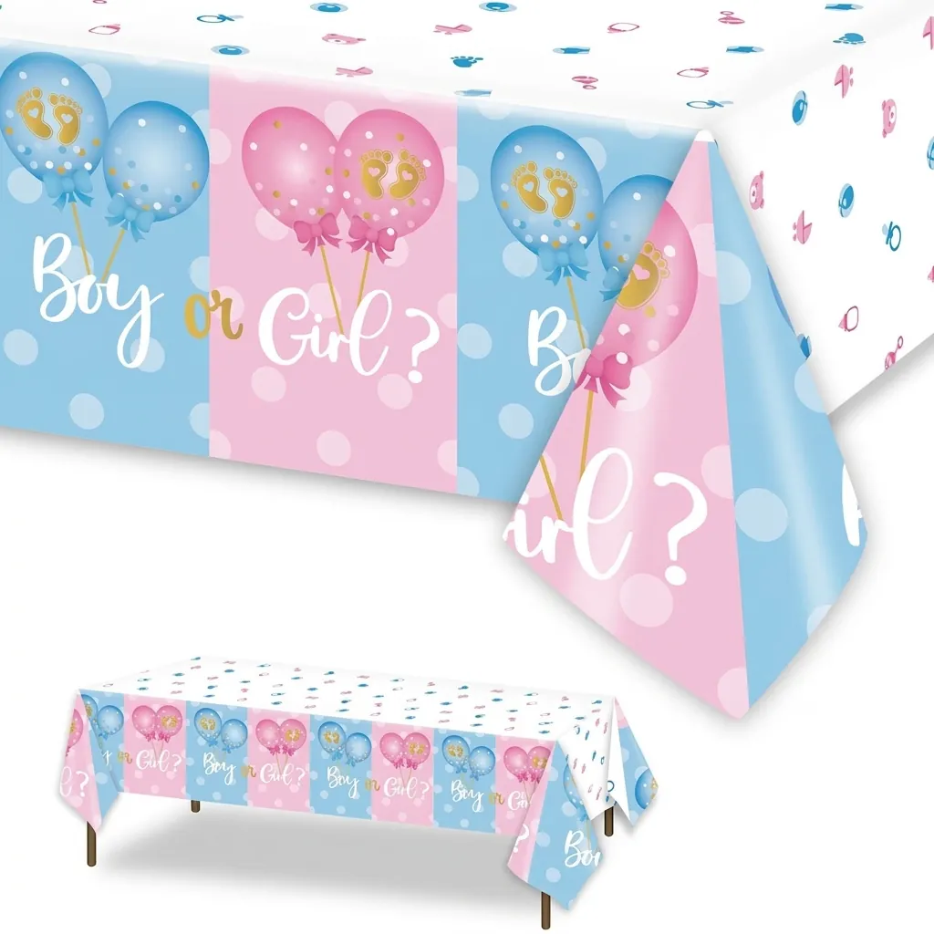 Gender Reveal Einweg Party Tischdecke Wasserdicht Kunststoff Rosa Blau Boy or Girl Baby Shower Dekoration