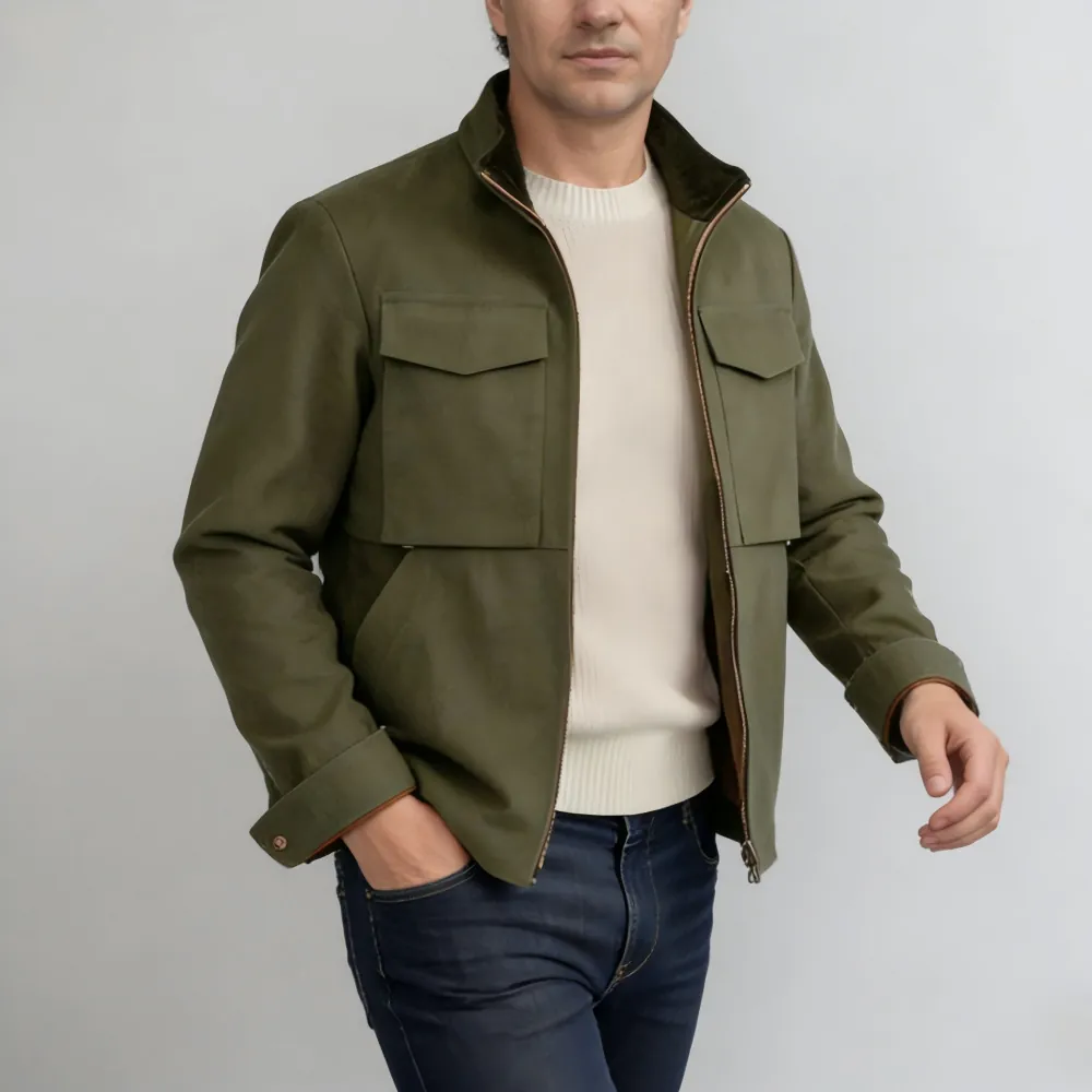 Chaqueta Workwear Casual para Hombre Color Sólido Poliéster Solapa Multi Bolsillo Prenda de Abrigo Cortavientos Moda Urbana Top