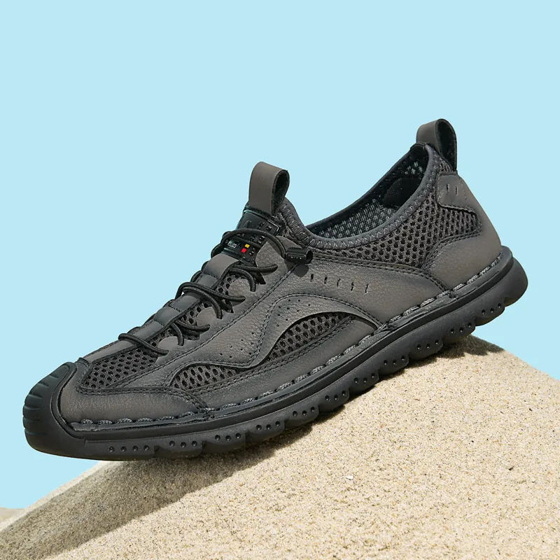 Baskets d'Été en Maille Respirante pour Hommes Chaussures Décontractées Antidérapantes Slip-On Légères Chaussures de Marche en Plein Air avec Amortissement Protection Orteils