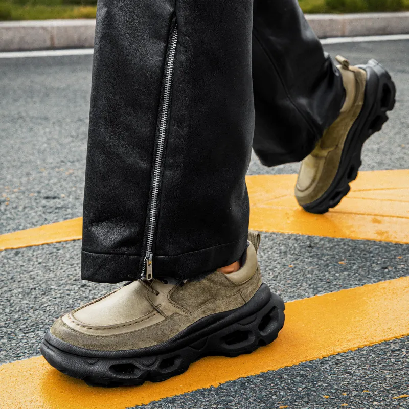 Chaussures Derby en Cuir de Vache de Première Couche pour Hommes Automne Semelle Épaisse Augmentation de Taille Chaussures en Cuir Décontractées
