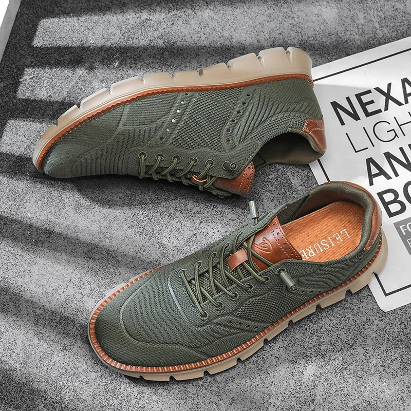 Nouvelles Chaussures de Sport en Maille Fly-knit pour Hommes Respirantes Semelle Souple Slip-on Baskets Décontractées Chaussures de Course à la Mode Printemps Automne Hommes Grande Taille