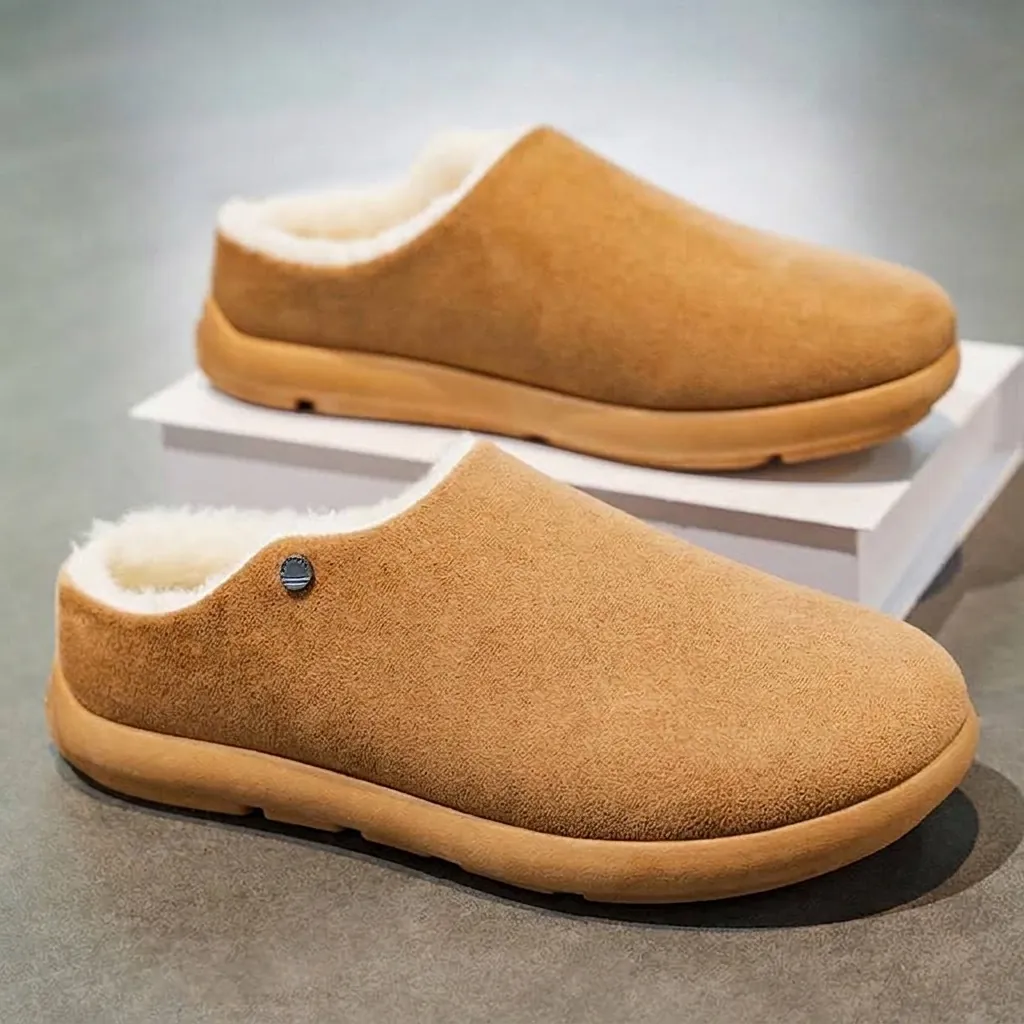Pantofole da Uomo Invernali Calde Stile Birkenstock Foderate in Pile Ispessite Slip-On Mules Antiscivolo Suola in PVC Casual