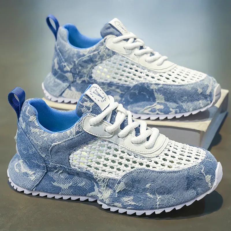 Scarpe da Papà Chunky da Uomo 2025 Estate Nuove Scarpe Sportive in Maglia Flyknit Traspiranti Suola Spessa Tendenza Moda Giovane Scarpe da Passeggio Casual