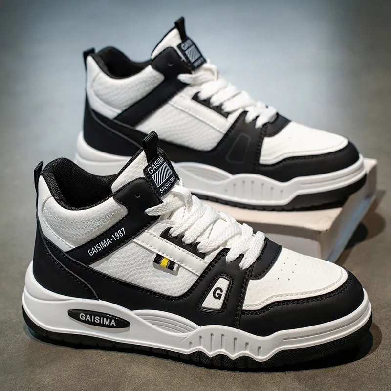 Scarpe da Skate Alte Casual da Uomo Stile Panda a Blocchi di Colore Traspiranti Resistenti all'Usura Sneakers alla Moda per Ragazzi