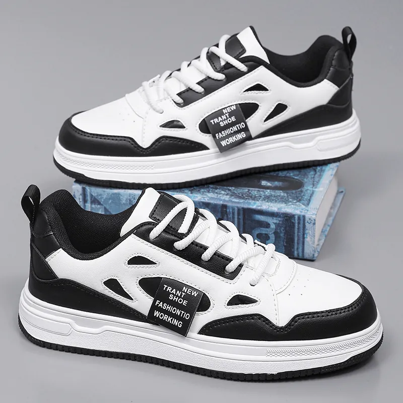 Zapatillas de Skate Casual Modernas Originales para Hombre Sneakers de Cuero de Microfibra Bajos para Adolescentes Primavera