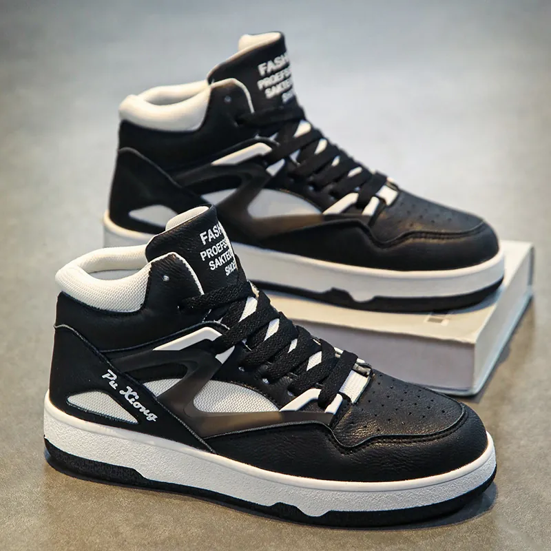 Scarpe da Skate Alte da Uomo Blocchi di Colore Suola Spessa Aumento Altezza Sneakers Sportive Casual Moda Calzature da Skateboard Versatili