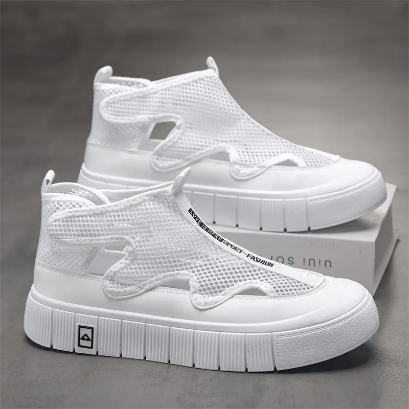Zapatillas de Verano para Hombre de Malla Calada Transpirables de Suela Gruesa Zapatillas Daddy Outdoor Casual Sporty Sneakers para Hombre Negro Blanco Azul