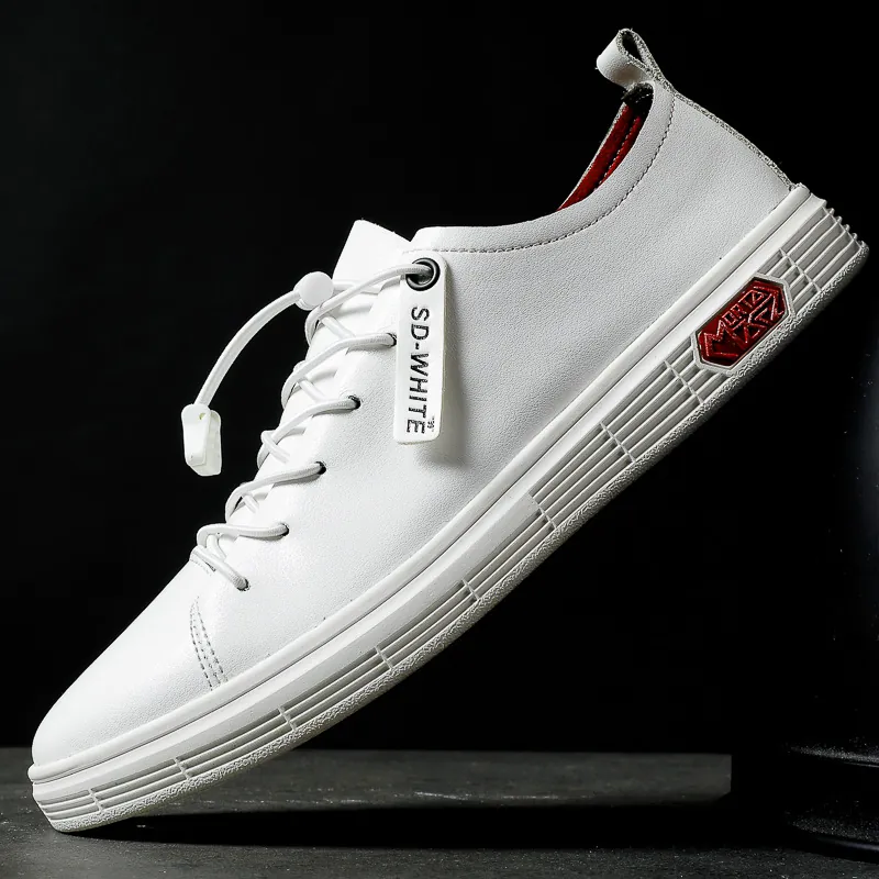 Heren Sneakers Van Echt Rundleder Ademende Casual Boardschoenen Voor Heren Dames Veelzijdige Platte Witte Zwarte Mode Wandelschoenen