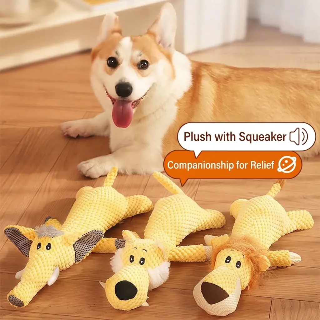 Yellow Plush Animal Squeaky Dog Toy Corn Velvet Bite Resistant Interactive Teeth Cleaning Chew Toy For Small Medium Dogs