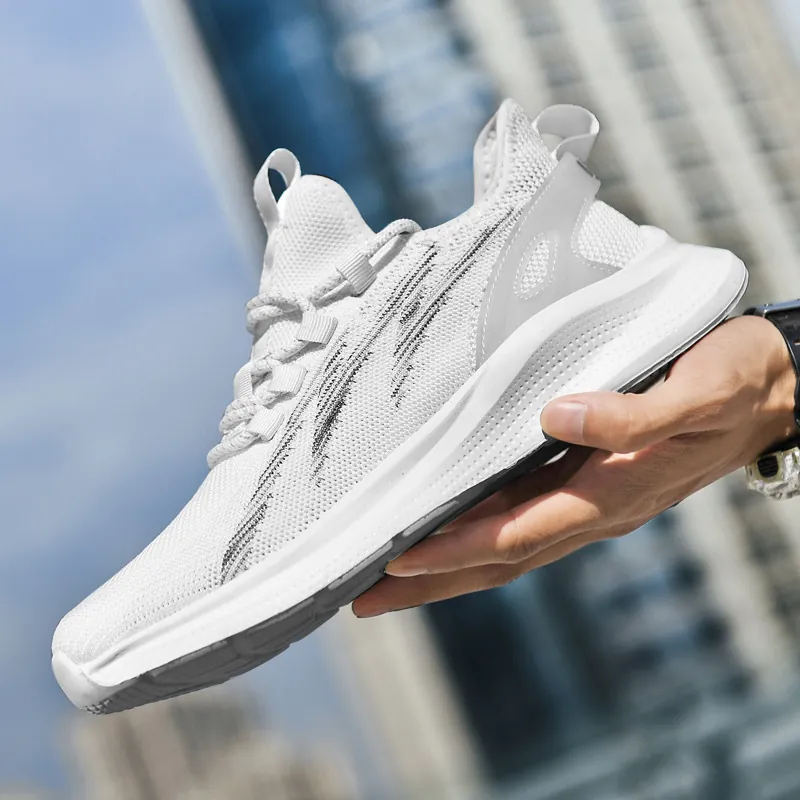Ανδρικά Εξαιρετικά Ελαφριά Αθλητικά Παπούτσια Flyknit που Αναπνέουν Casual Χαμηλά Παπούτσια με Κορδόνια Μόδα Αθλητισμός Γυμναστήριο