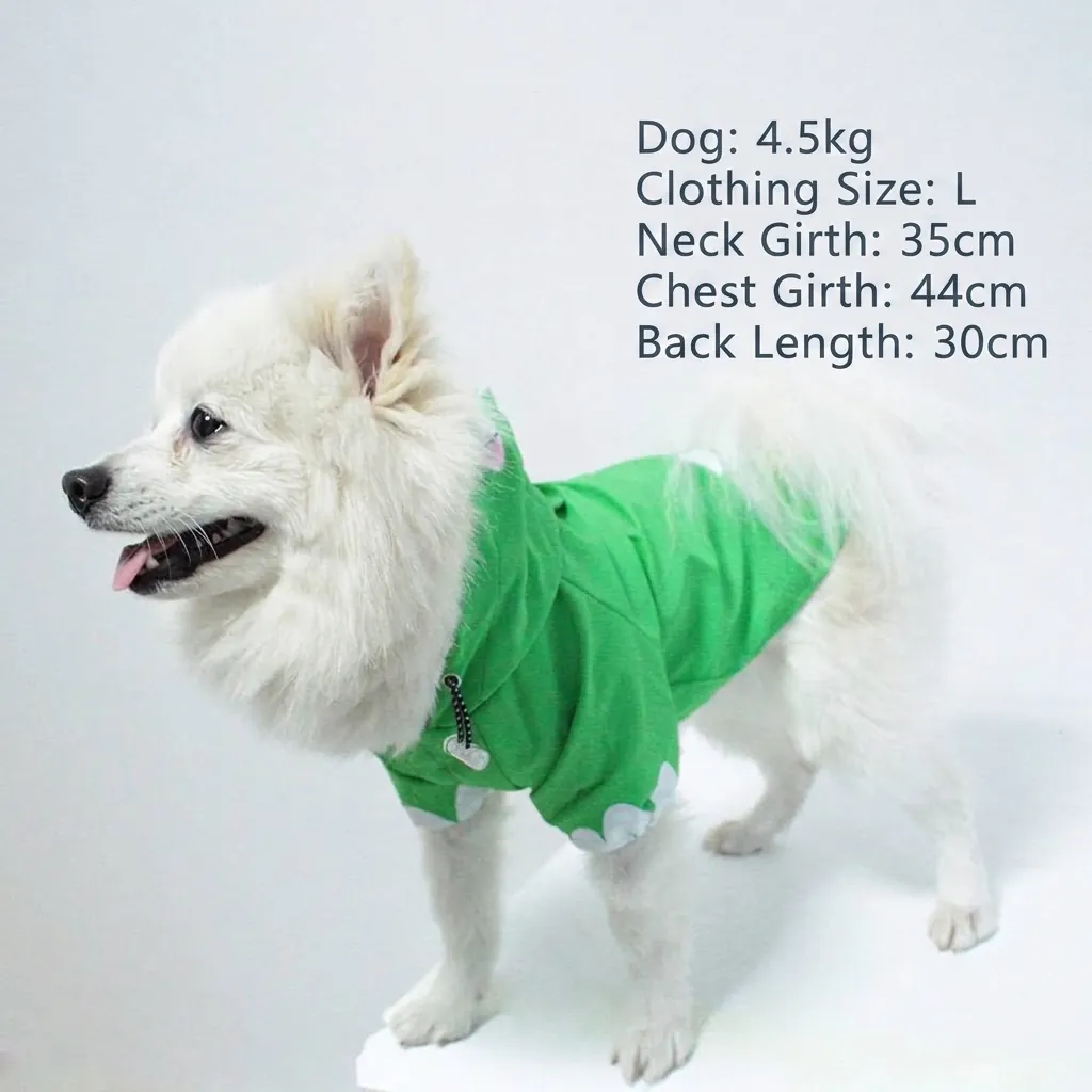 Cartoon Dinosaur Pet Raincoat Waterproof Dog Rain Jacket With Hood For Small Medium Dogs Puppy Pet Outdoor Rain Gear