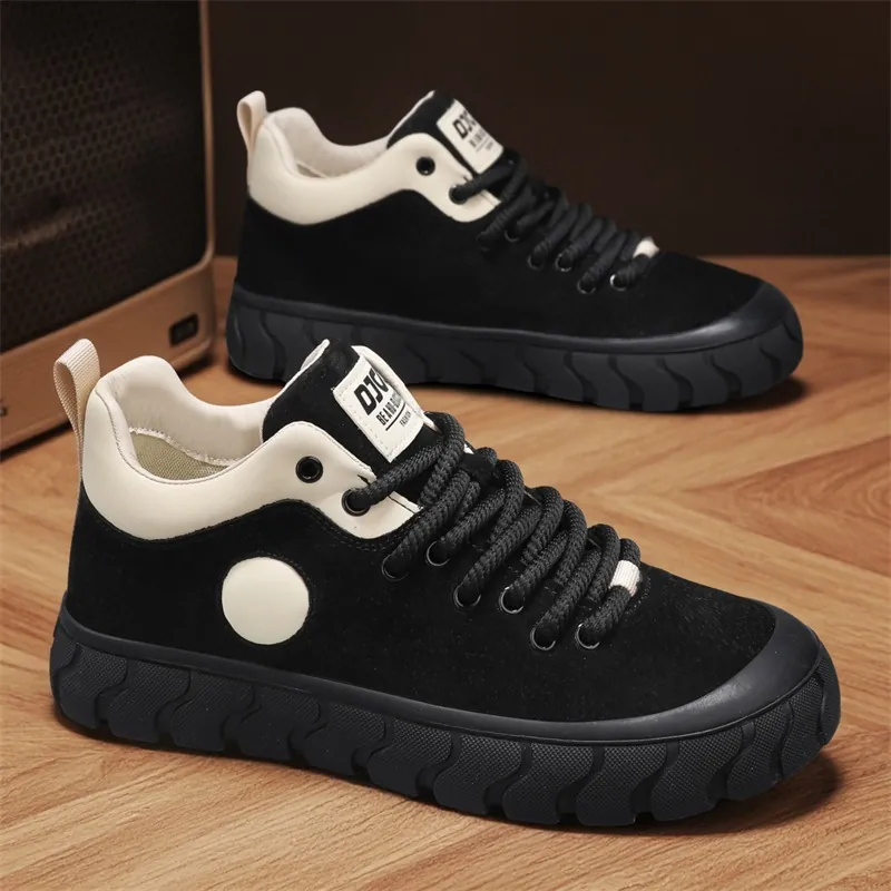 Men Retro GAT Style Board Shoes Microfiber Leather Low Top Thick Sole Sneakers Fashion Breathable Casual Shoes For Men