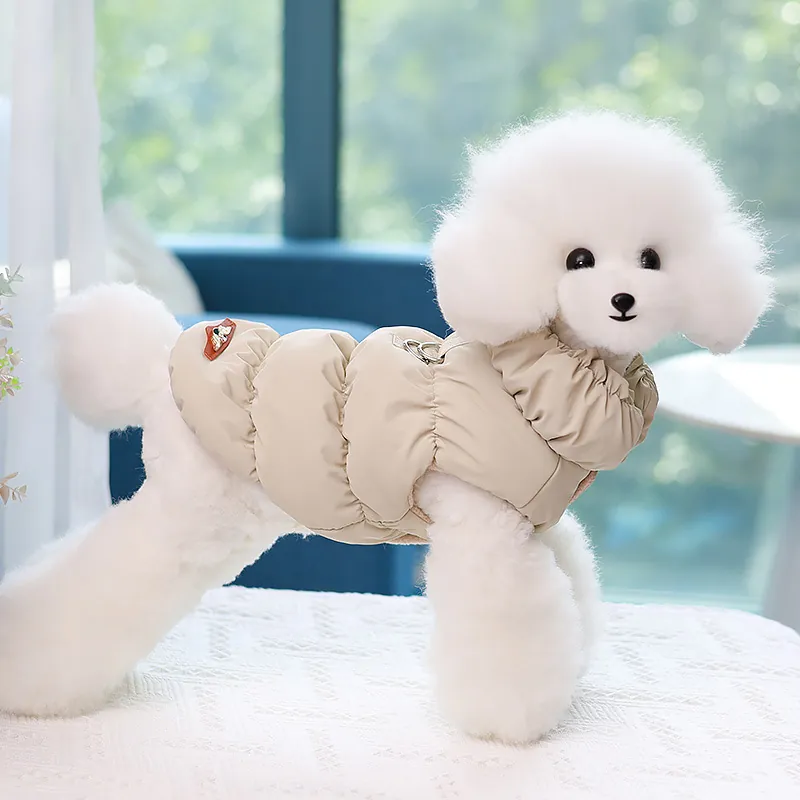 Pet Winter Quilted Warm Vest Reflective Windproof Dog Harness Jacket For Small Dogs Cats Puppy Clothing With Double D-Ring