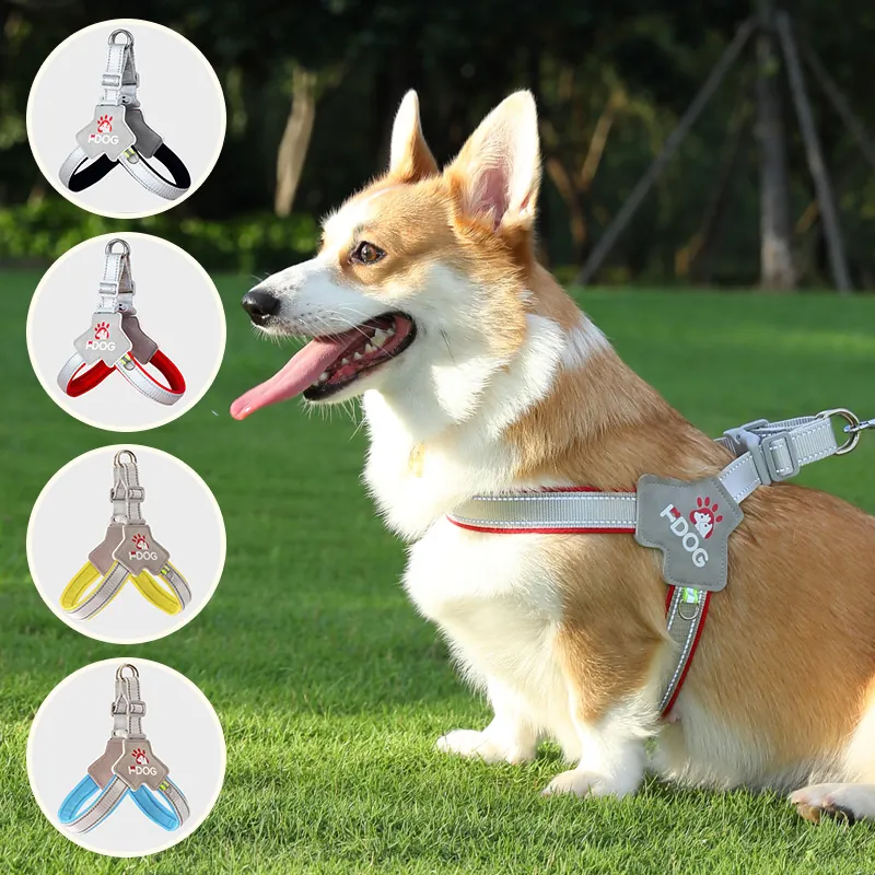 Set Pettorina E Guinzaglio Per Cani Riflettente In Nylon Rete Traspirante Pettorina Di Sicurezza Regolabile Per Cani Piccoli Medi Grandi