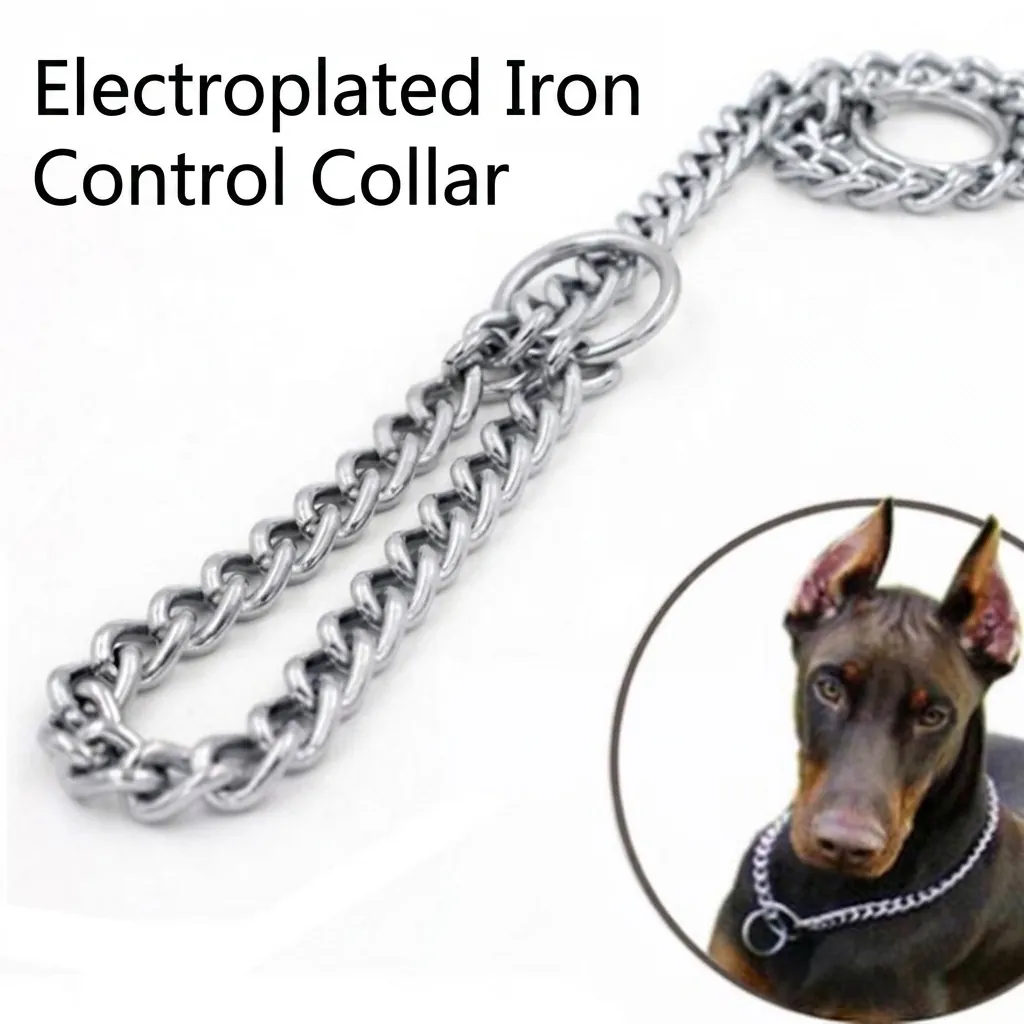 Adjustable Metal Dog P-Chain Collar Chrome Plated Iron Heavy Duty Training Choke Collar For Medium Large Dogs Pet Neck Strap