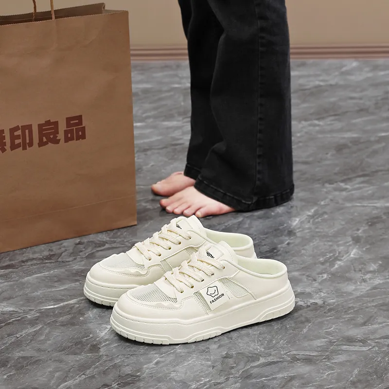 Women's Casual Mesh Platform Mule Sneakers Breathable Thick Sole Backless Slip-on Sports Shoes Summer Designer Style