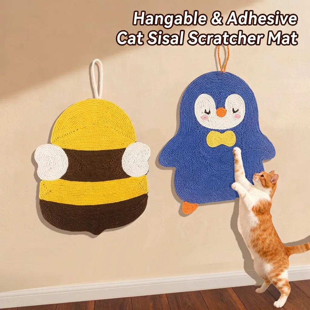 Natürliche Sisal Kratzmatte Für Katzen Cartoon Biene Pinguin Orange Wandmontiert Möbel Schutz Kratzbrett Langlebig
