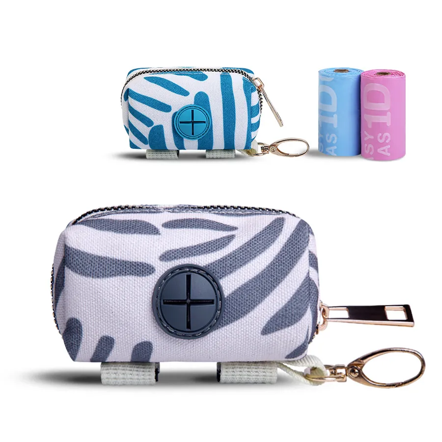 Portable Dog Poop Bag Dispenser Polyester Oxford Cloth Pet Waste Bag Storage Pouch With Leash Attachment Hook Pet Supplies