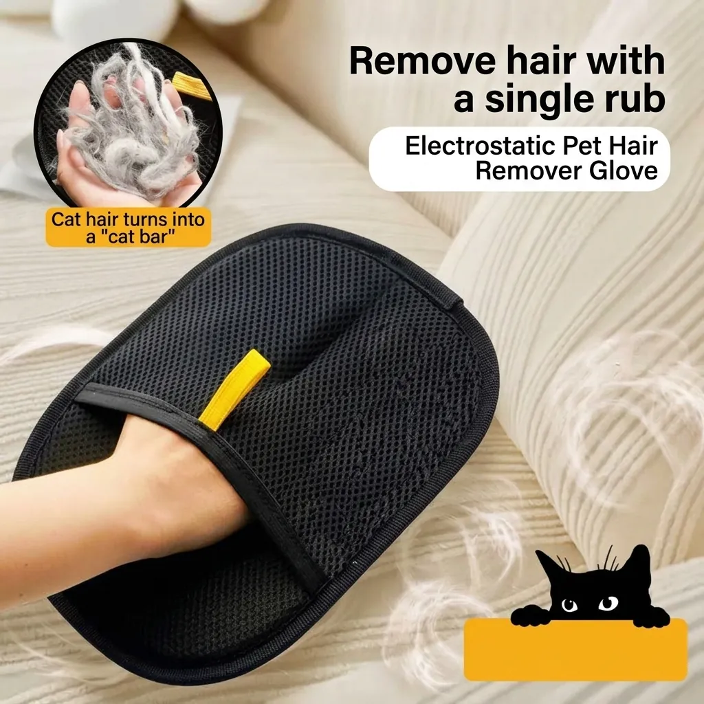 Double-Sided Pet Hair Remover Glove Static Adsorption Lint Brush For Cat Dog Fur Cleaning Furniture Clothes Carpet Grooming Tool