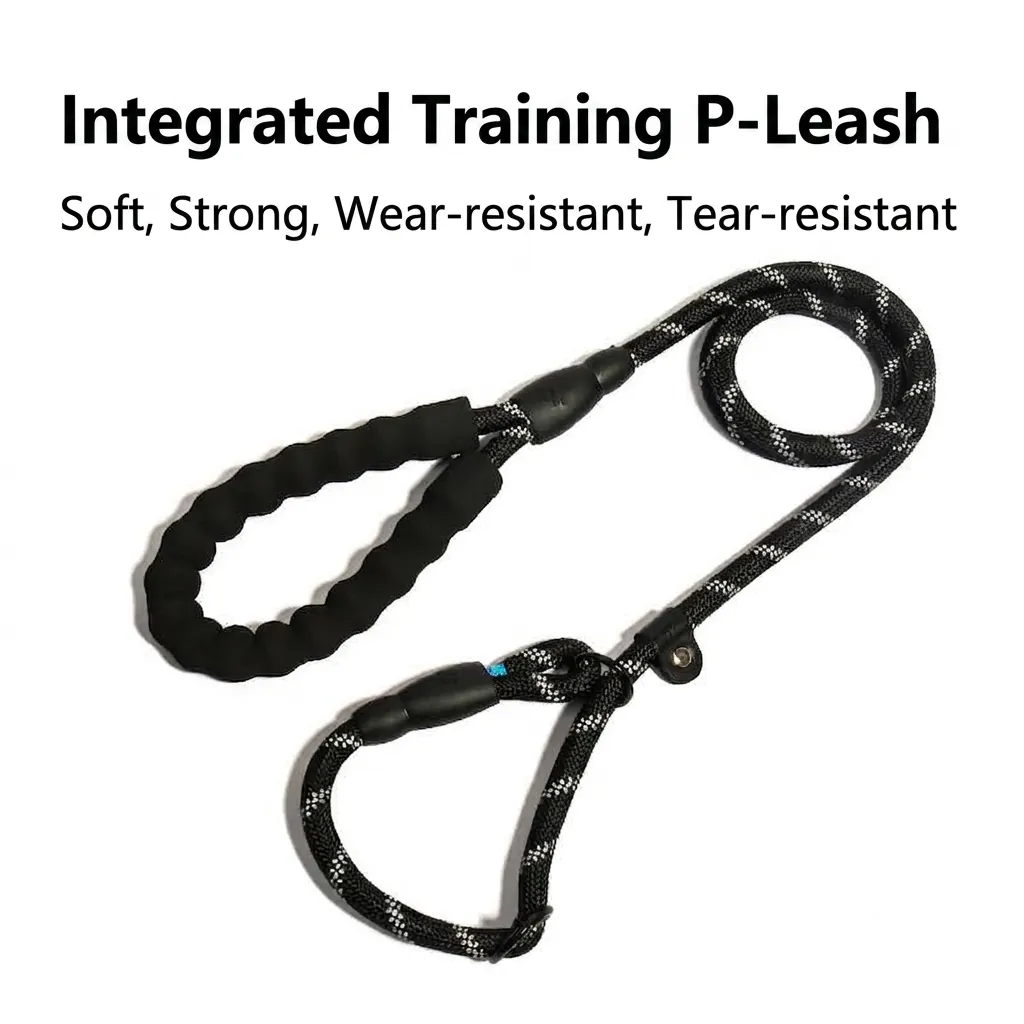 Reflective Integrated P-Rope Pet Leash Soft Foam Handle Anti-Burst Dog Training Lead For Medium Large Dogs Outdoor Safety Walking Traction Rope