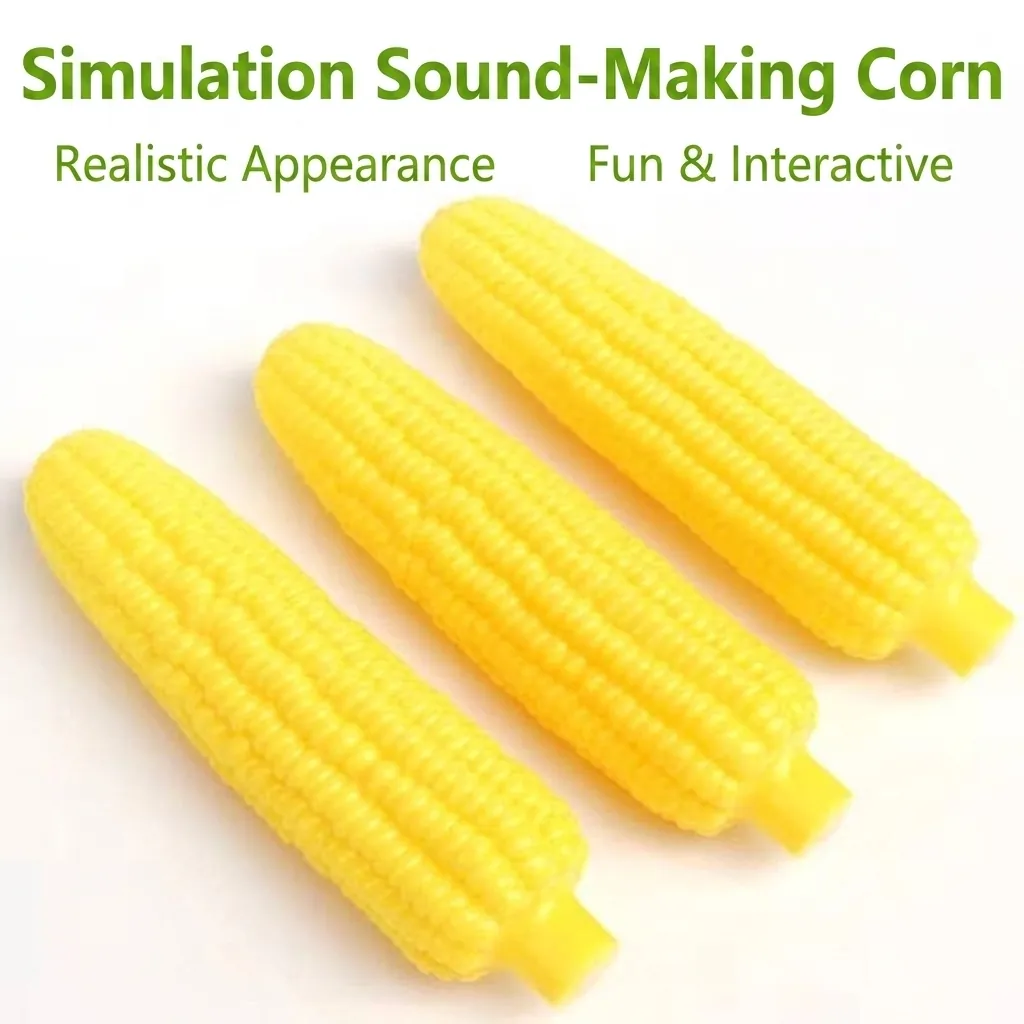 Realistic Corn Squeaky Dog Toy Durable Vinyl Soft Chew Toy For Aggressive Chewers Dental Cleaning Teeth Grinding Interactive Pet Training Toy Yellow