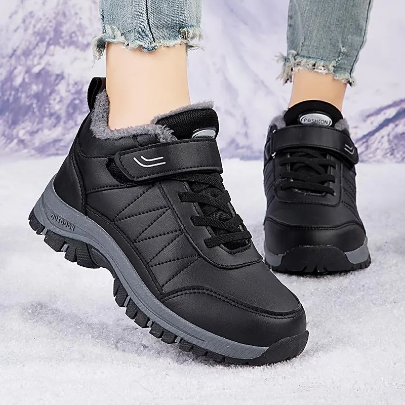 Unisex Winter Warme Baumwolle Wanderschuhe Wasserdicht Kunstleder Fleece Gefüttert Rutschfeste Outdoor Komfort Stiefel Für Ältere