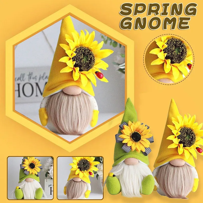 Scandinavian Faceless Gnome Doll Set Plush Sunflower Bee Easter Bunny Independence Day Desktop Ornament For Home Holiday Decoration Gift