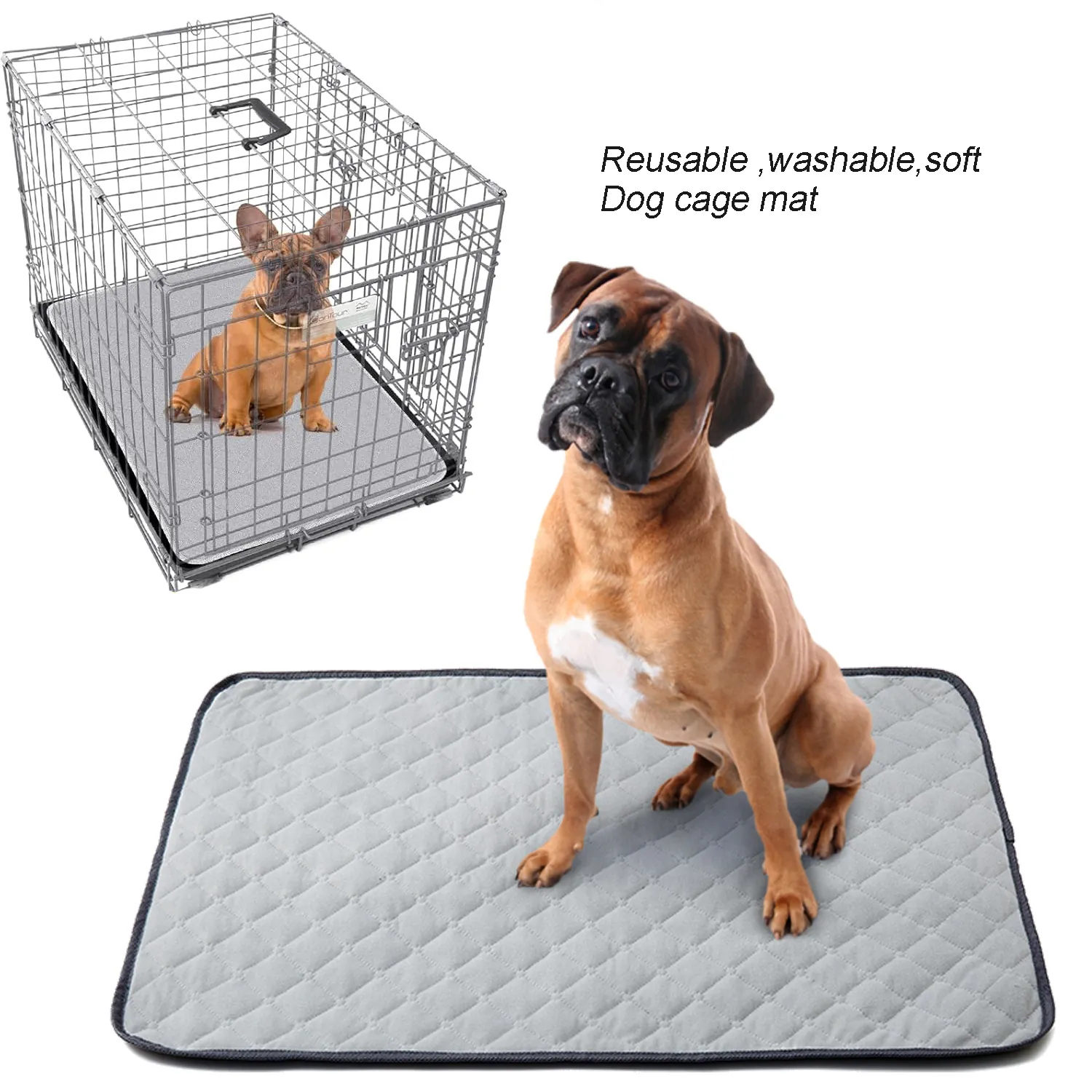 Washable Reusable Dog Pee Pad Absorbent Pet Training Mat Waterproof Anti Slip Cage Liner For Dogs Cats Sofa Car Brushed Fabric Grey