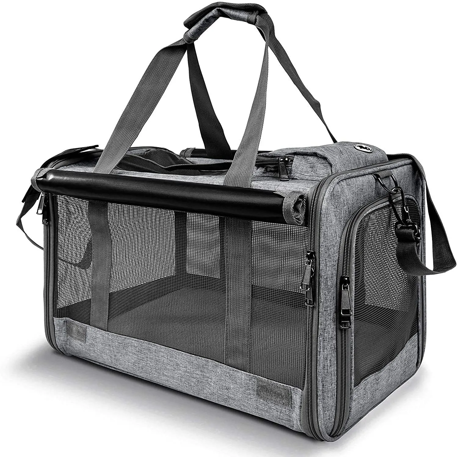 Portable Pet Carrier Bag For Cats And Small Dogs Breathable Mesh Foldable Travel Shoulder Bag For Outdoor And Car Use Oxford Cloth