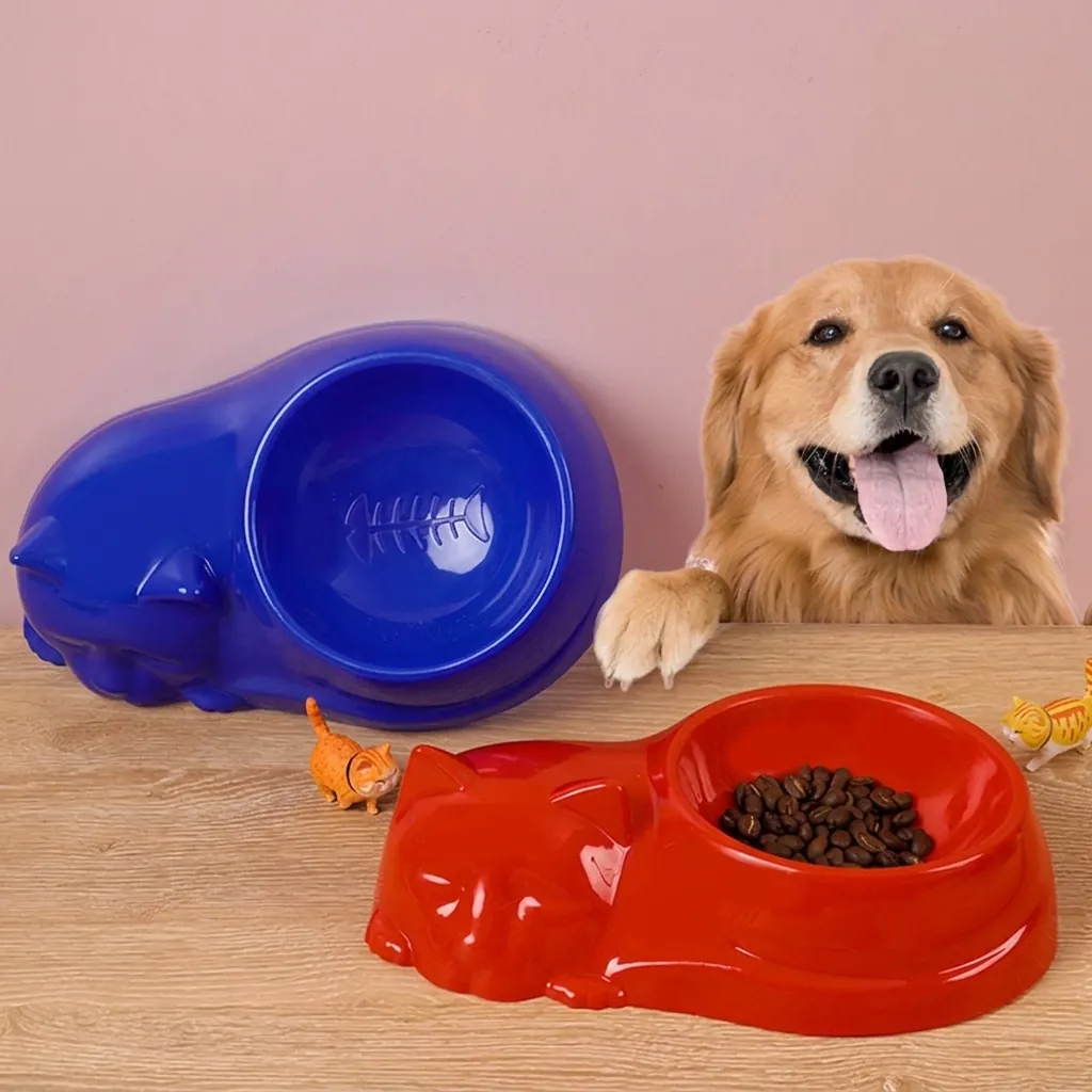 Katzenkopf Form Haustiernapf Fischgrätenmuster Rutschfest Kunststoff Einzelne Futterschüssel Für Kleine Hunde Katzen Kätzchen Heim Fütterung