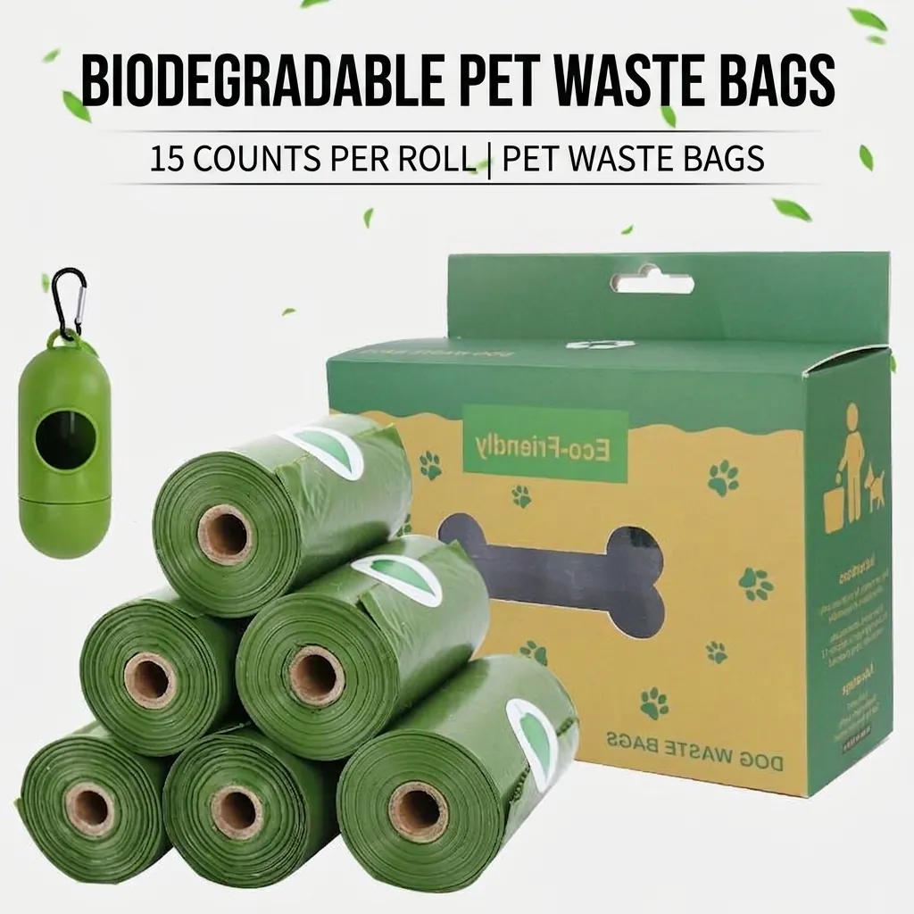Biodegradable Pet Waste Bags Lavender Scented Dog Poop Bags Eco Friendly Refill Rolls With Dispenser Leak Proof Waste Clean Up Bags