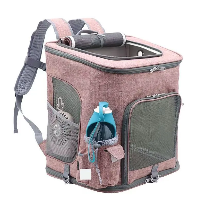 Foldable Pet Carrier Backpack Breathable Mesh Large Capacity Oxford Cloth Outdoor Travel Bag For Cats And Small Dogs Portable Shoulder Bag